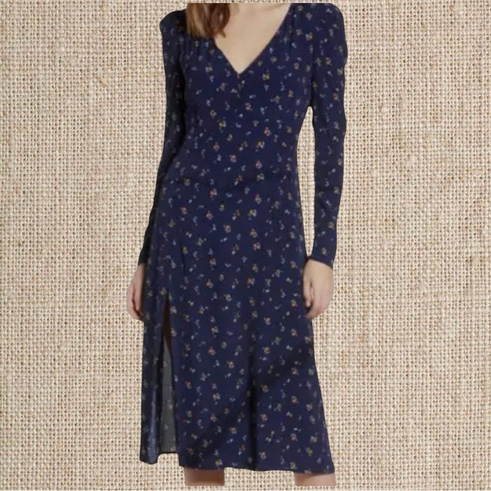 Navy blue floral print dress - Picture 5 of 5